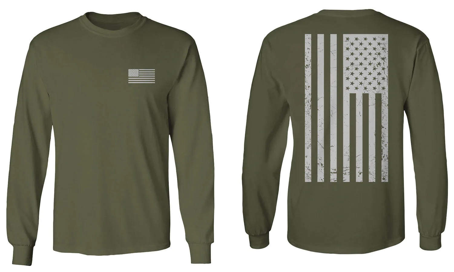 White Vintage American Flag United States America Marine USA mens Long sleeve t shirt