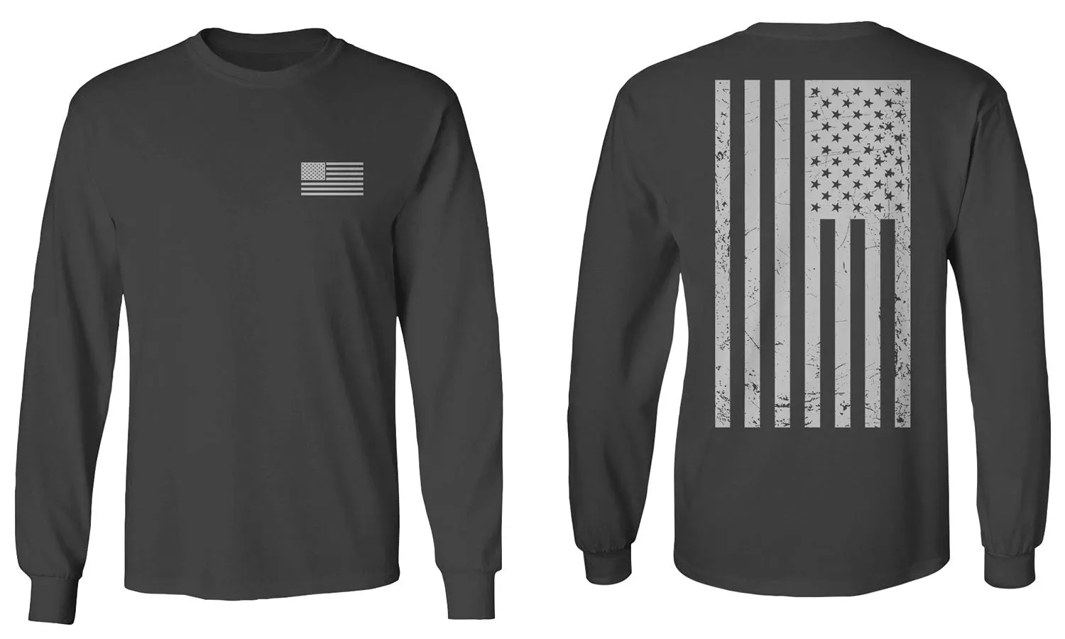 White Vintage American Flag United States America Marine USA mens Long sleeve t shirt