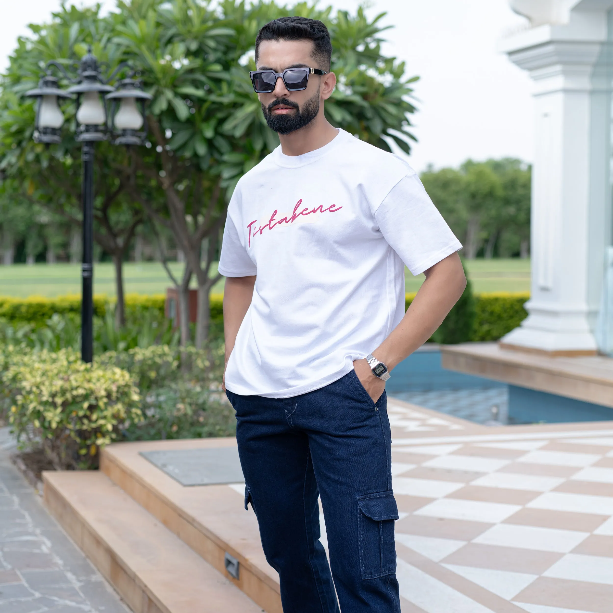 White What If It All Works Out Oversized Half Sleeves Cotton Printed T-Shirt