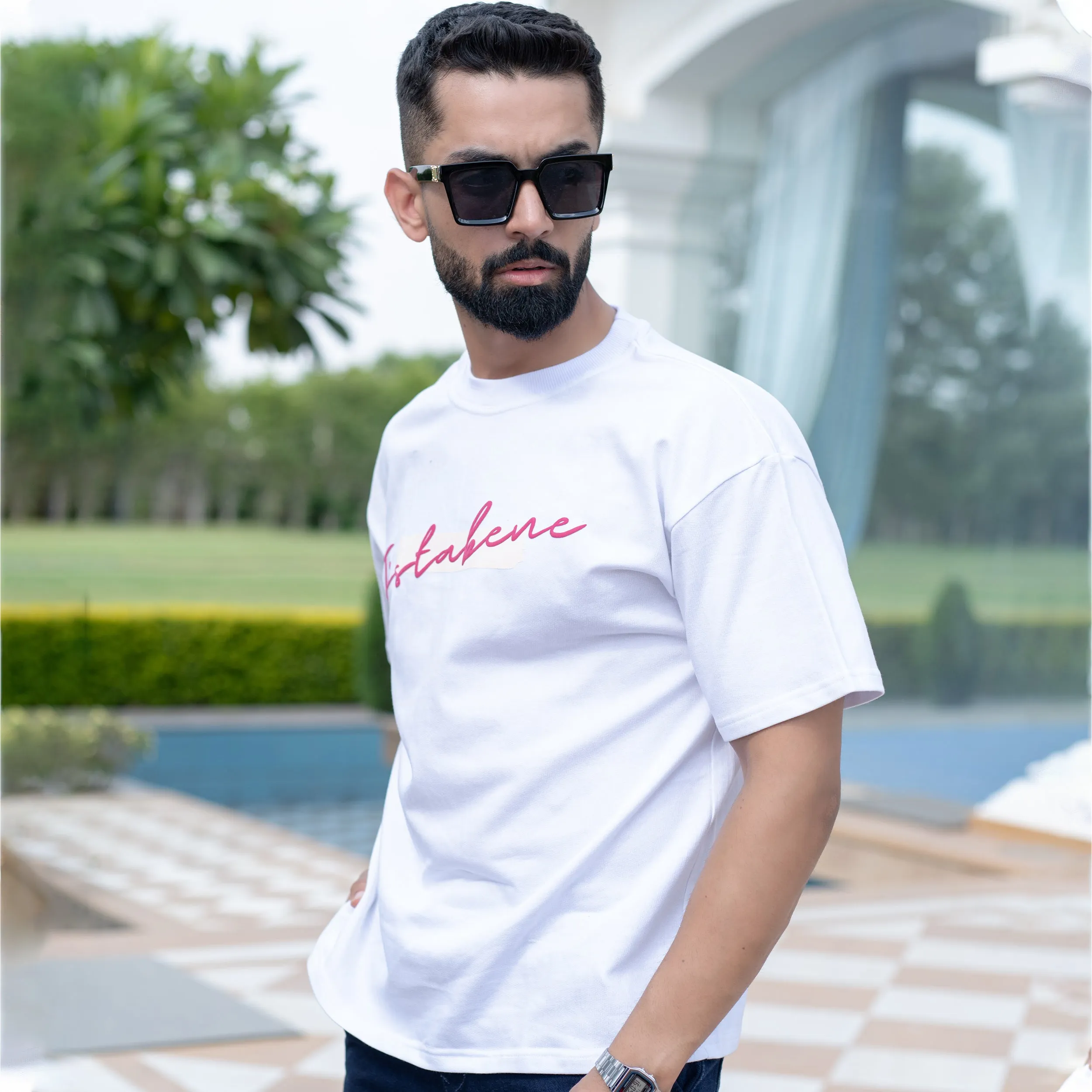 White What If It All Works Out Oversized Half Sleeves Cotton Printed T-Shirt