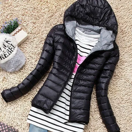 Winter Jacket Women Cotton Down Parka Hooded Women's Coat Casual Slim Down & Parkas Solid Basic Women's Jacket Long Sleeve Coat