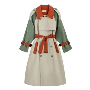 Women's Anelle Long Coat with Colorful Details