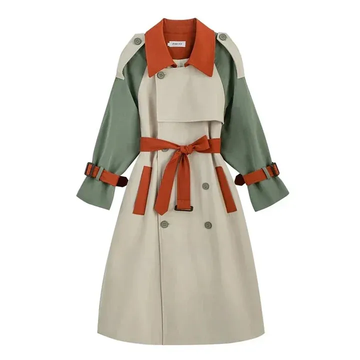 Women's Anelle Long Coat with Colorful Details