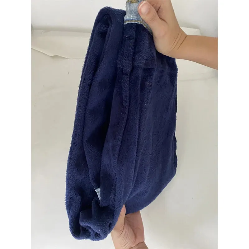 Womens Winter Fleece Jeans, High Stretch Thick Denim, Full Length, Straight Fit, Multi-Color Options