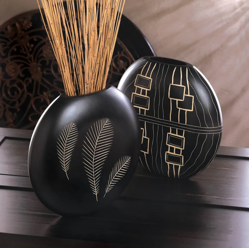 Wooden Feather Imprint Vase