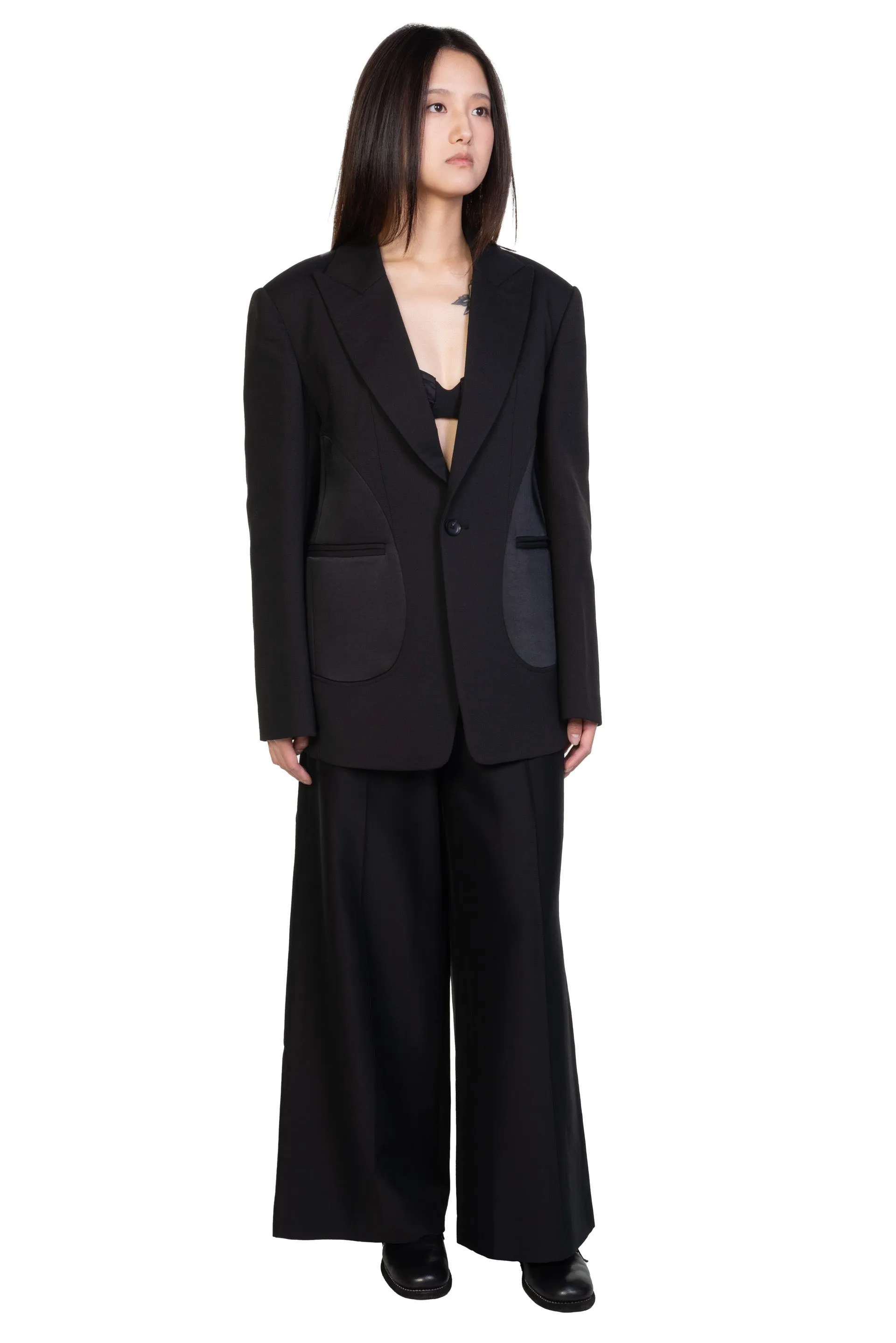 Wool Blend Panelled Blazer