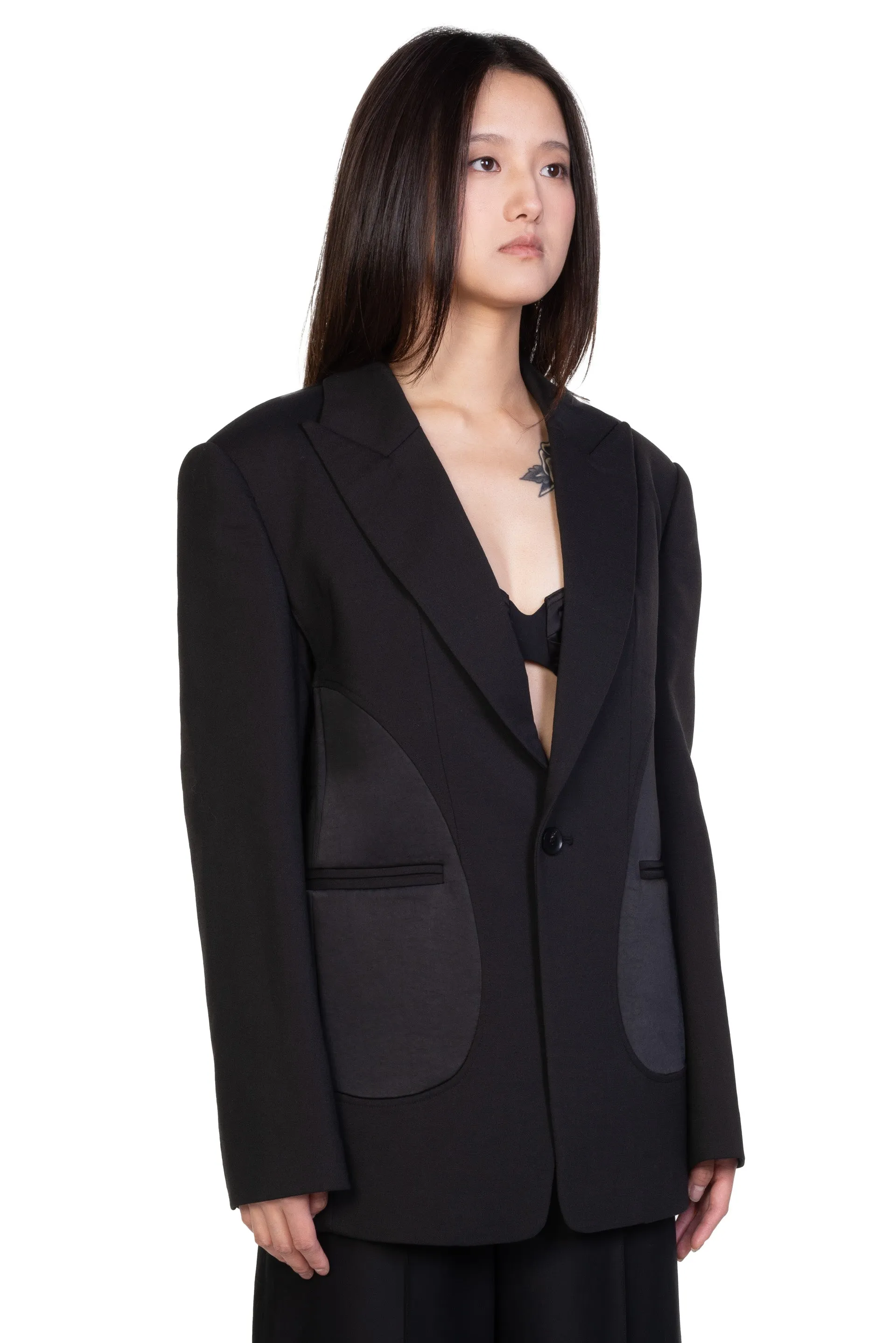 Wool Blend Panelled Blazer