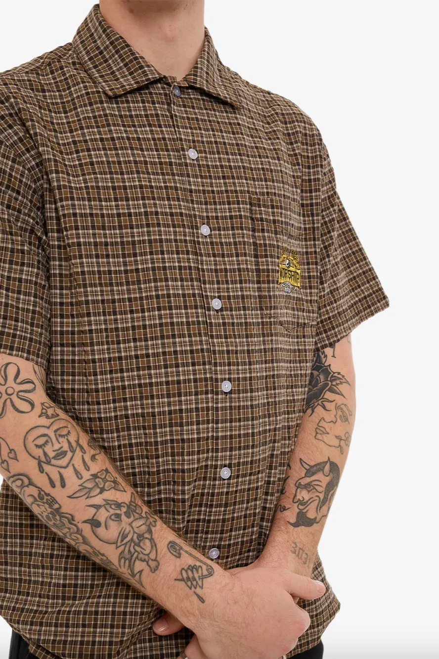 WORSHIP SUPPLIES LAVISH SHORT SLEEVE SHIRT - BROWN