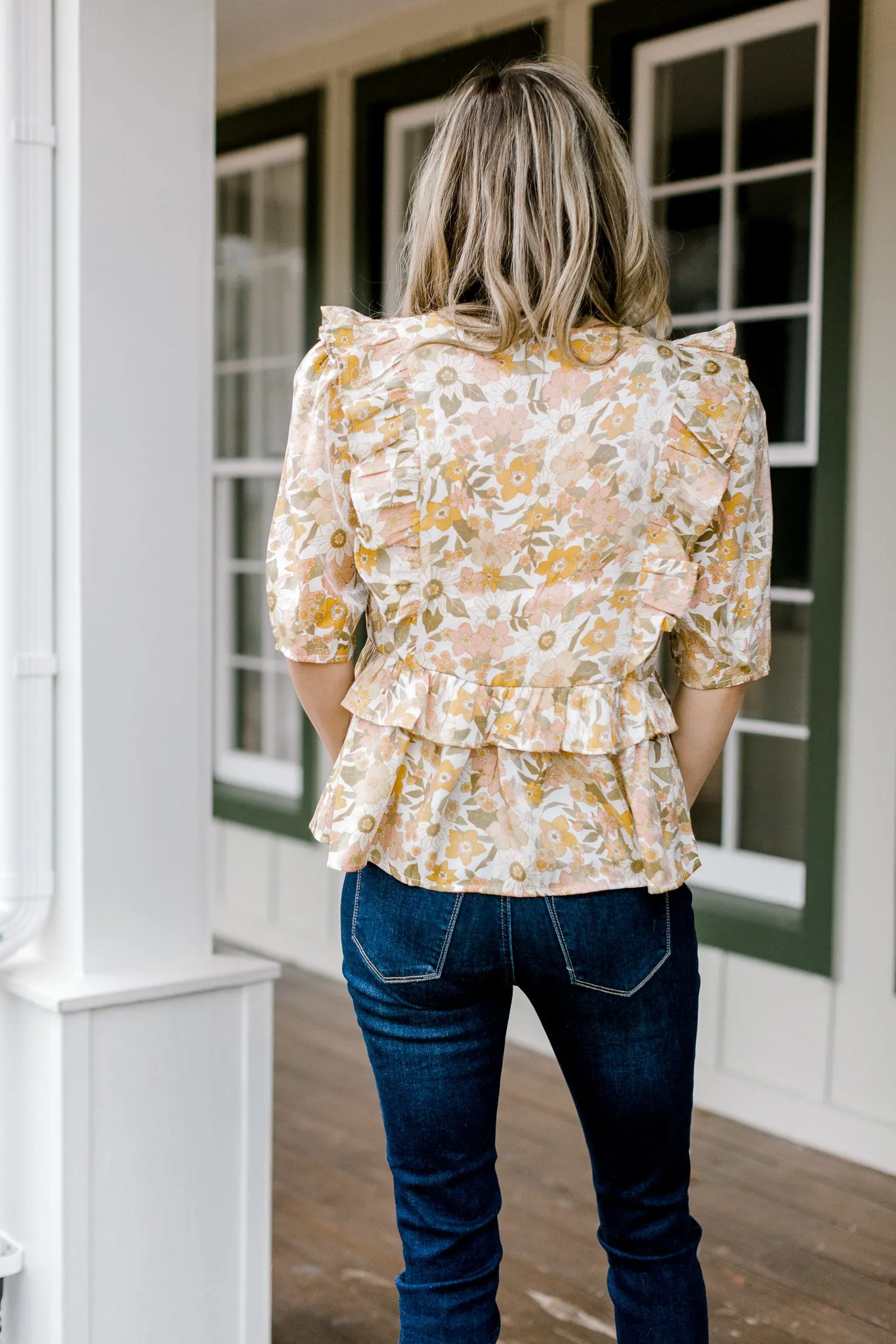 X Golden Floral Top
