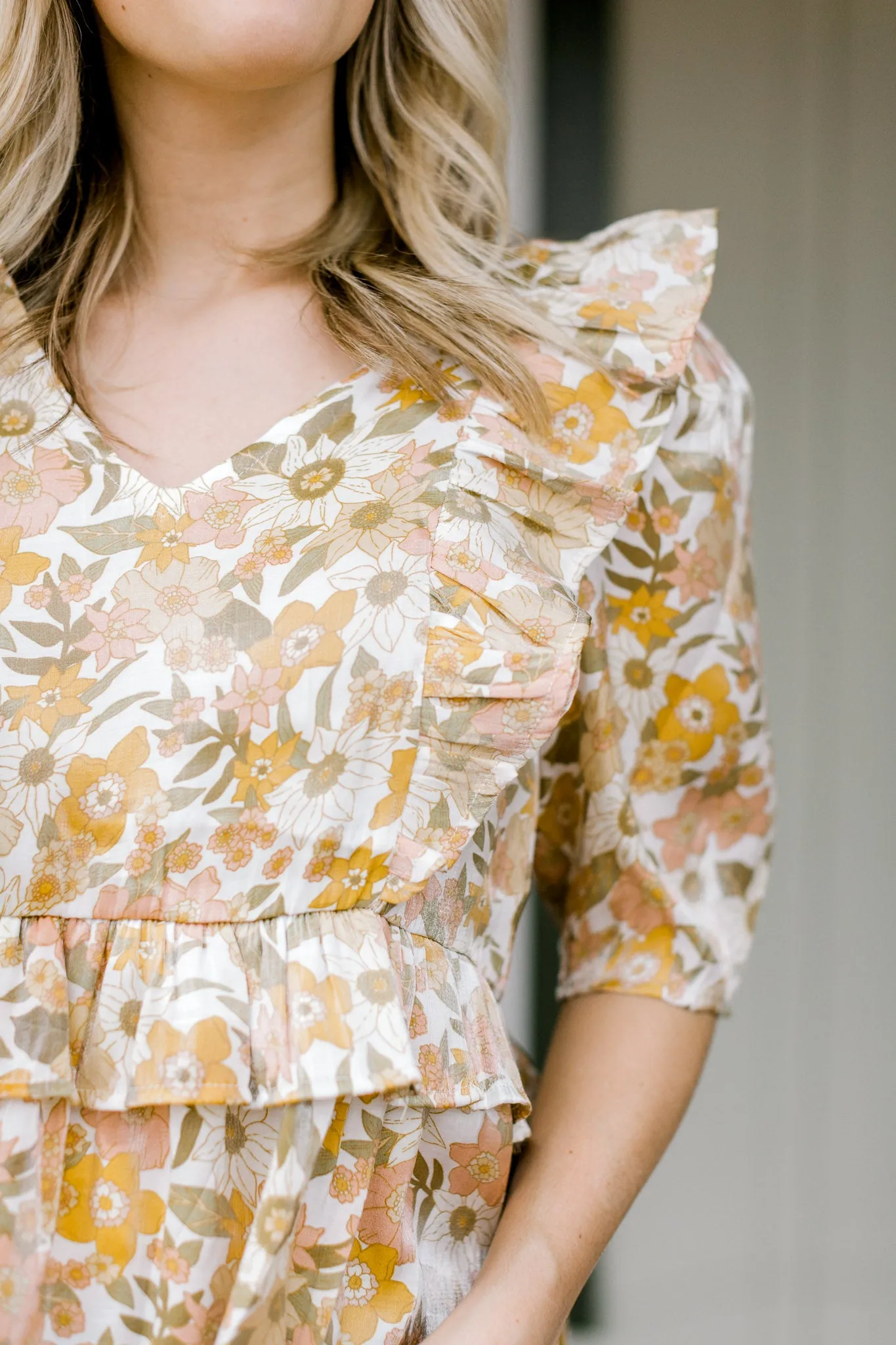X Golden Floral Top