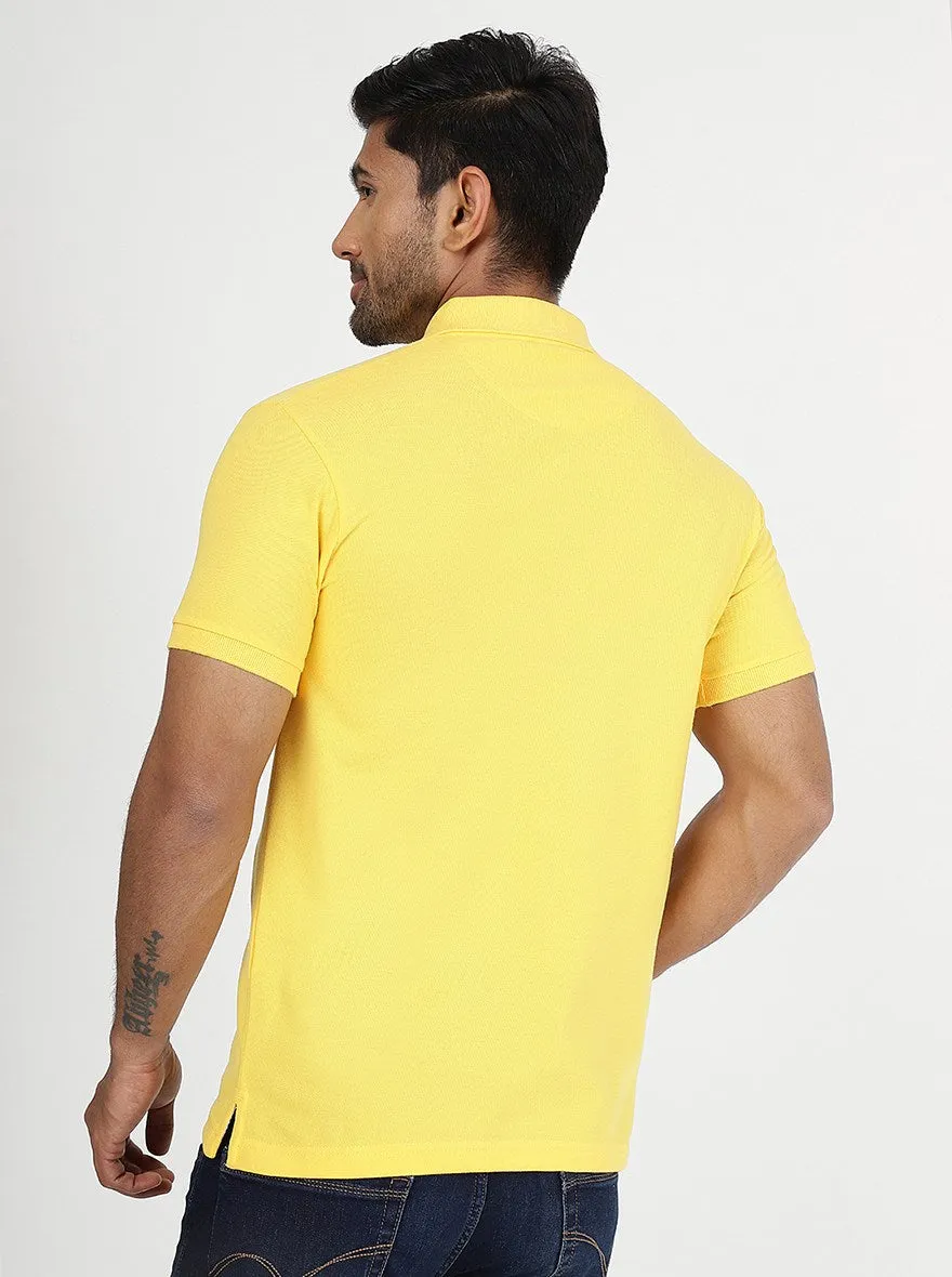 Yellow Solid Slim Fit Polo T-Shirt | Greenfibre