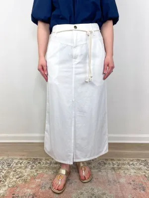 Yoke Waist Maxi Skirt in White