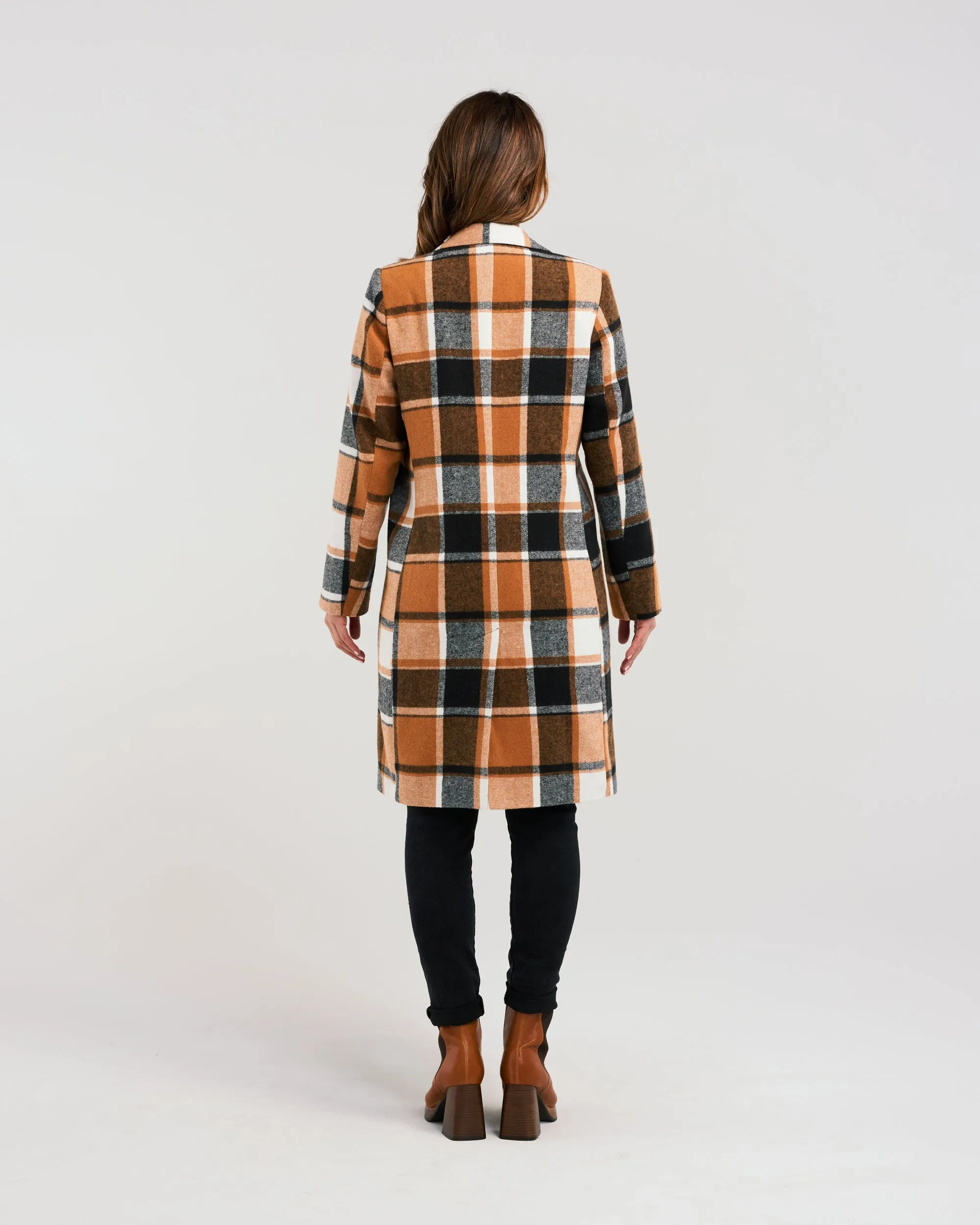 Zafina Felix coat Orange Plaid