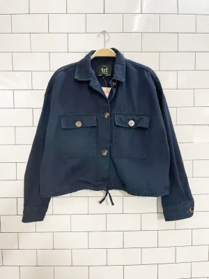 zara boxy crop drawstring hem twill jacket